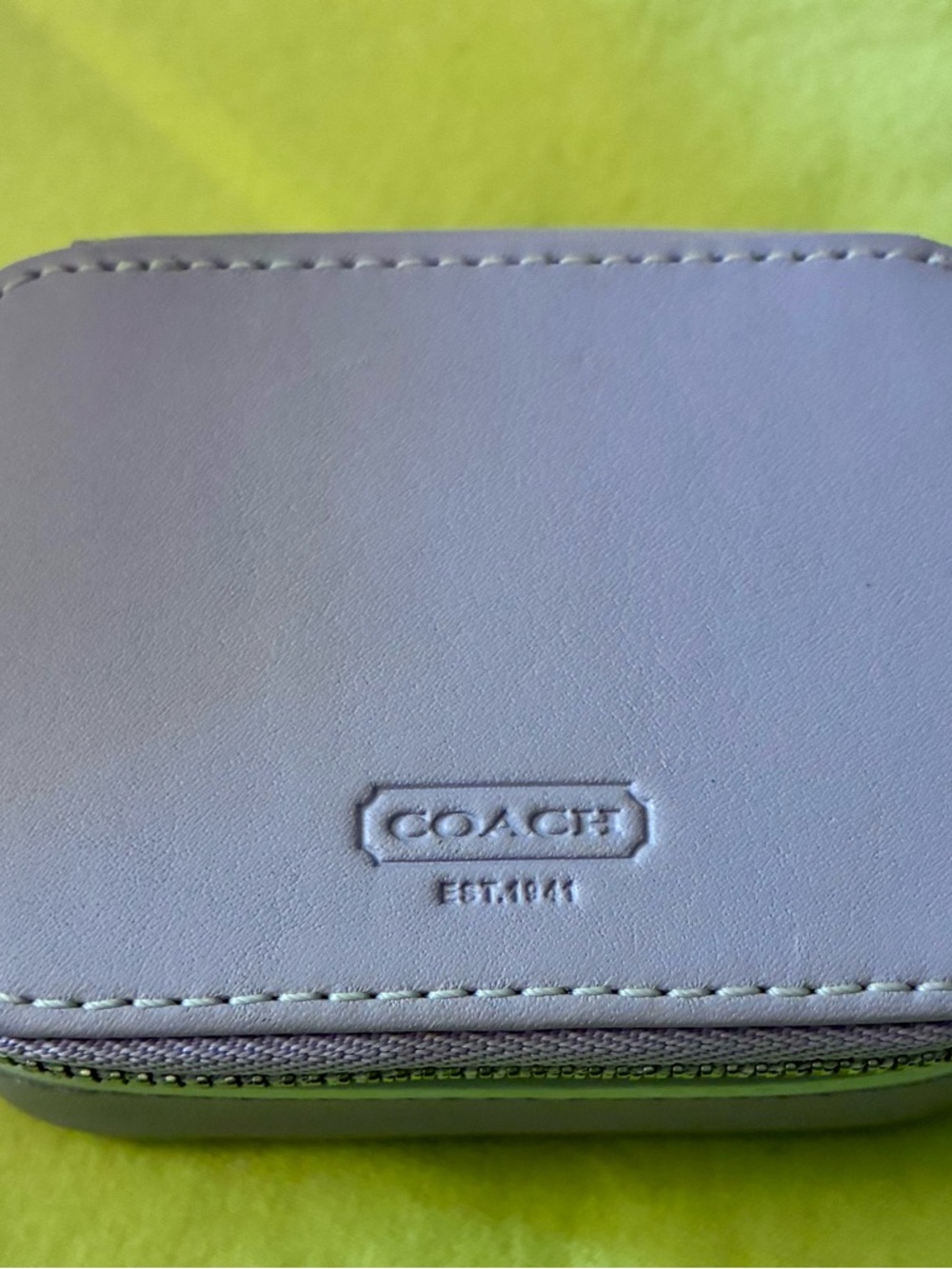 Vintage Coach Lavender Leather Zip Travel Pill Bottle Case